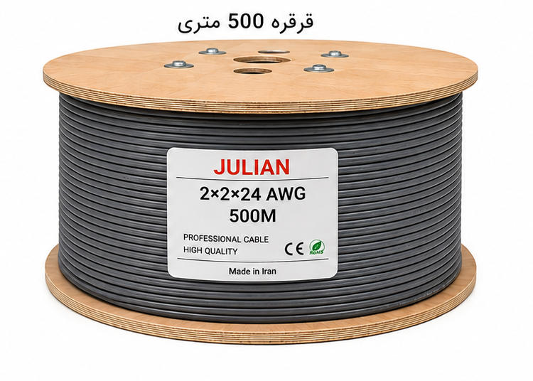 کابل کامپیوتری 24×2×2 AWG فویل و شیلد تمام مس قلع اندود