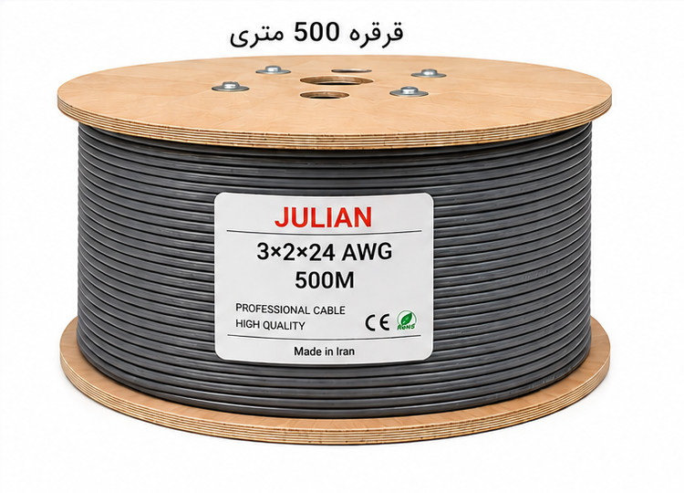 کابل کامپیوتری 24×2×3 AWG فویل و شیلد تمام مس قلع اندود
