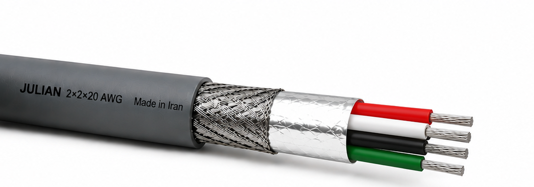 کابل کامپیوتری 20×2×2 AWG فویل و شیلد تمام مس قلع اندود