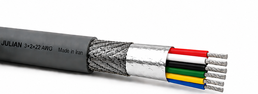 کابل کامپیوتری22×2×3 AWG فویل و شیلد تمام مس قلع اندود